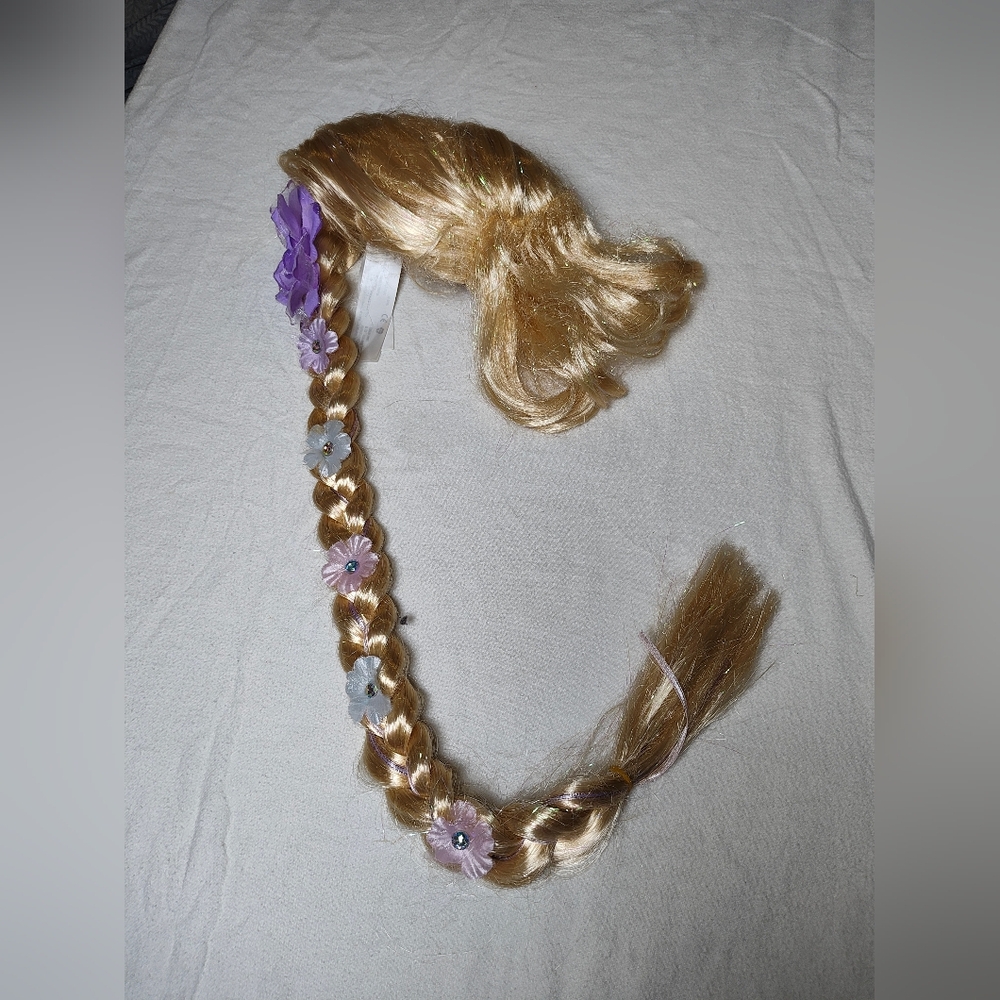 Disney Golden Braided Wig with Floral Details Rapunzel Princess